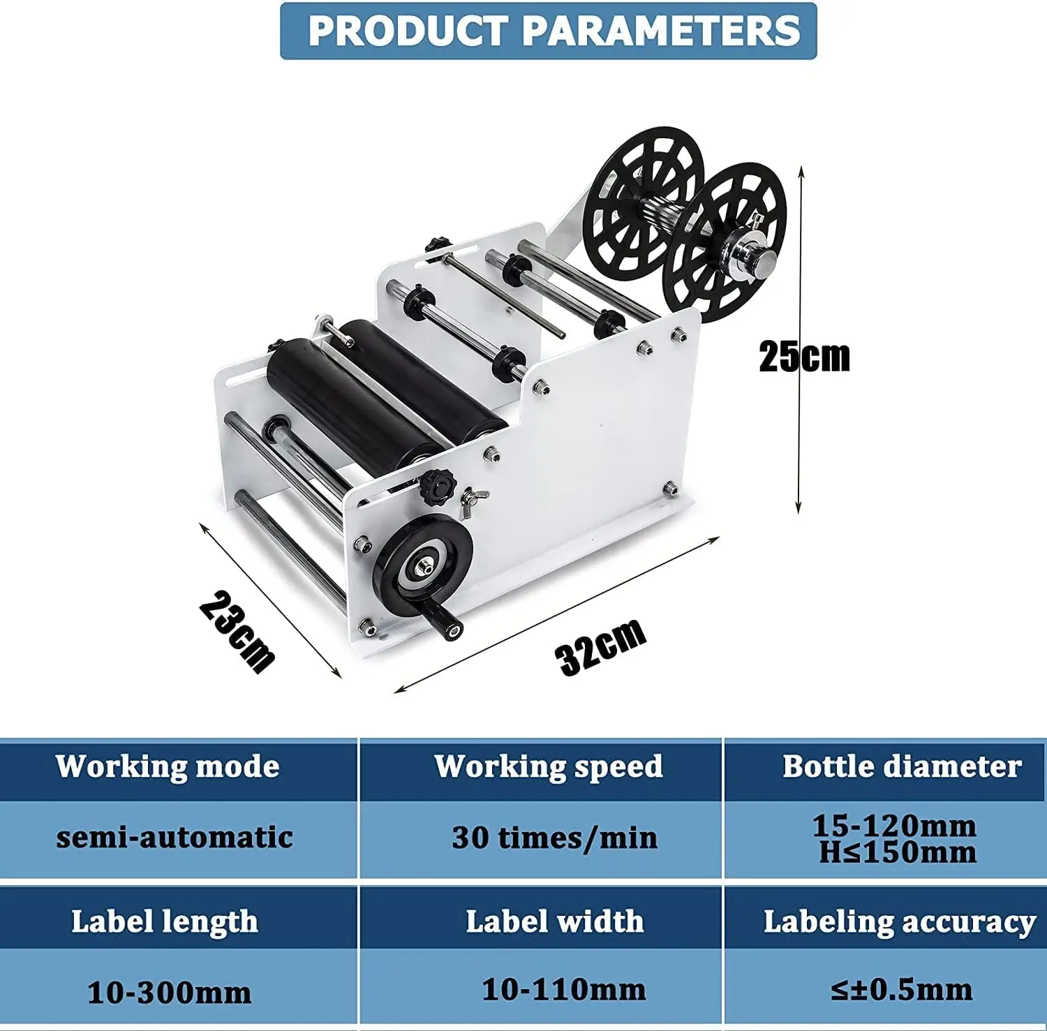 SUMEVE-etiquetadora Manual de botellas, máquina de etiquetas semiautomática ajustable para negocios, botellas de Metal de vidrio, MT30