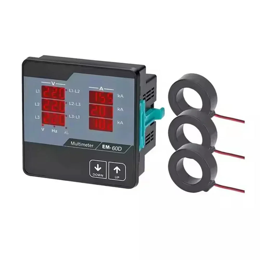 Three-Phase Digital Meter SEM-60D/100D/250D with Ring Sensors LED Display Voltage and Current Measurement ABS Housing