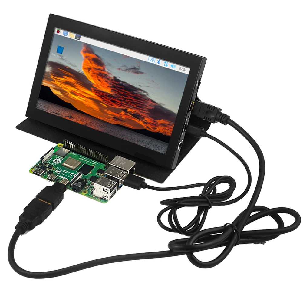 

Monitor 7 inch HD 1024x600 Raspberry pi Display with Case Cortical shell for 4 3B+ 3B Touchscreen HDMI-compatible IPS Screen