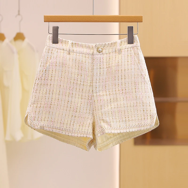 Pantaloni a gamba larga a vita alta Faionable Tweed Abbigliamento autunnale da donna 2025 Nuovi pantaloni Sle ort Pendolarismo Sle Jeans da donna