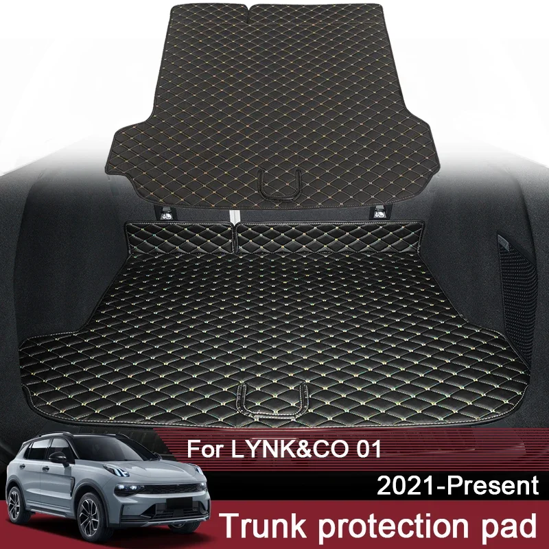 1pc Car Styling Custom Rear Trunk Mat For LYNK&CO 01 2021-Present Leather Waterproof Auto Cargo Liner Pad External Accessory