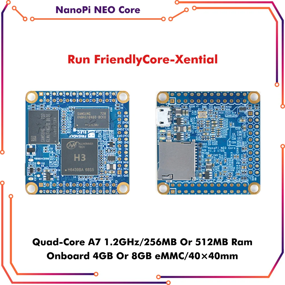 

Original NanoPi NEO Core 512Mb Allwinner H3 Quad-core Cortex-A7 Runs Ubuntu-Core U-boot UbuntuCore and Android