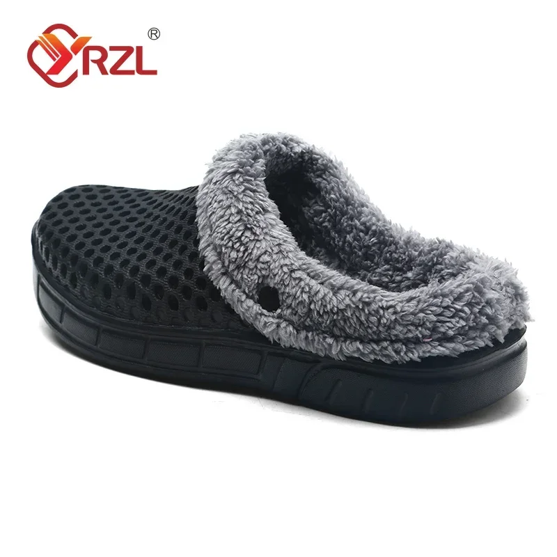 YRZL Zapatillas de invierno para hombre y mujer, zapatos cálidos para interiores, Pantoffels de algodón antideslizantes, zuecos informales, zapatillas de suelo para casa sin cordones para hombre