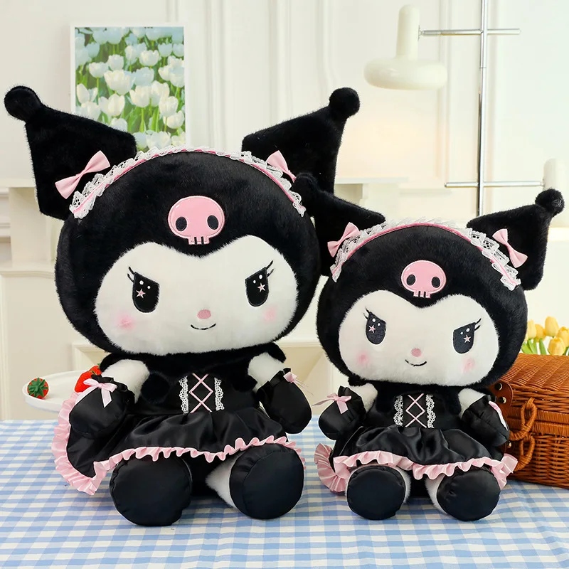 

Kawaii Sanrio Black Uniform Kuromi Stuffed Animal Peluche Cartoon Animation Pillow Doll Room Decoration Toy Gift