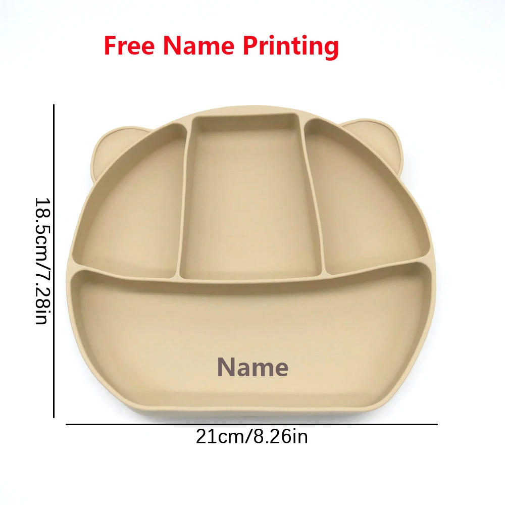 

Free Name Printing Silicone Divided Meal Tray with Suction Cup Bowl - Perfect Gift for Baby Boys & Girls
