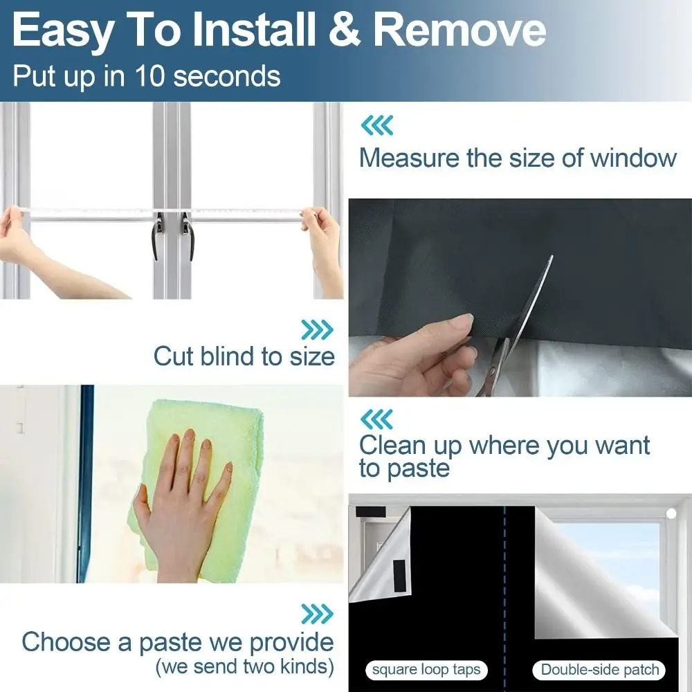 New Portable Blackout Window Cover Waterproof Self Adhesive Privacy Curtain Reusable Window Privacy Film Bedroom