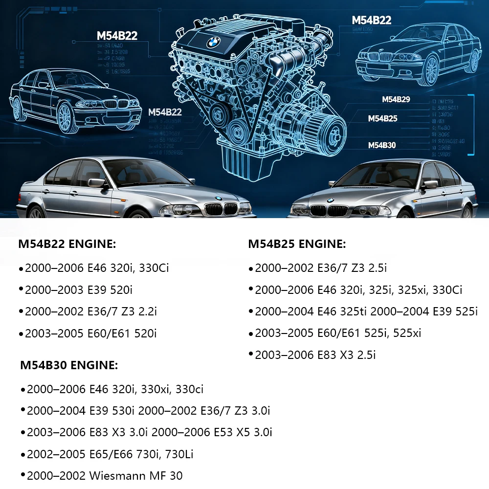 BMW 2000-2006 M54 (M54B22/M54B25/M54B30) 엔진용 배기 헤더 – E36/E46/E93/E60 320i/325i/525i/530i 2.5L/3.0L EH28535