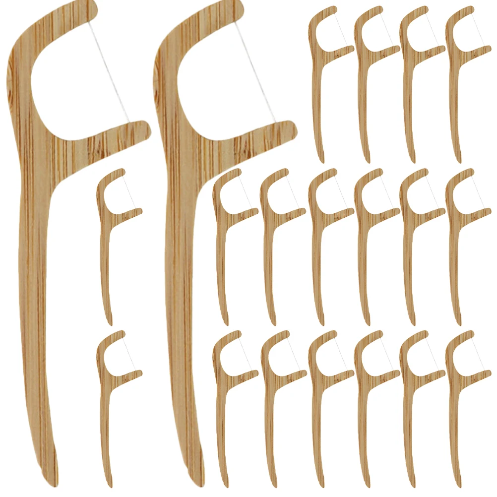 

20pcs Bamboo Floss Picks Reusable Dental Sticks Silky Floss Clean Teeth Plaque Remover Interdental Cleaner Tooth Care Gift