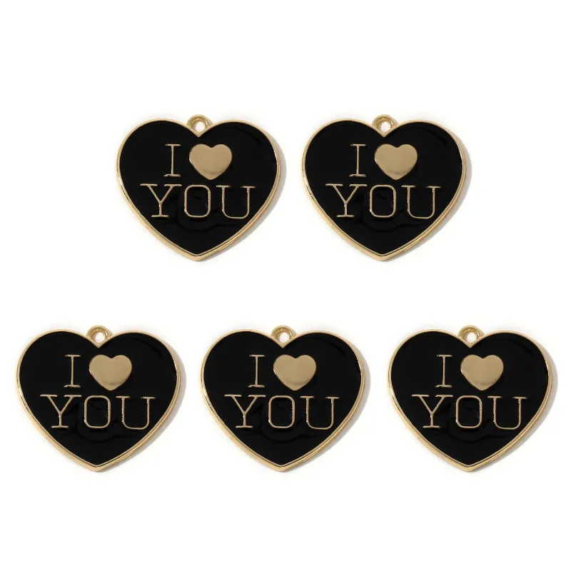 10pcs Cute New Heart Enamel Charms I Love You Romantic Valentine's Day Gift Pendants For Making Handmade DIY Jewelry Accessories