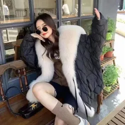 Luxury faux fox hair collar 2024 Women's Winter down jacket 90% eiderdown jacket women's down jacket