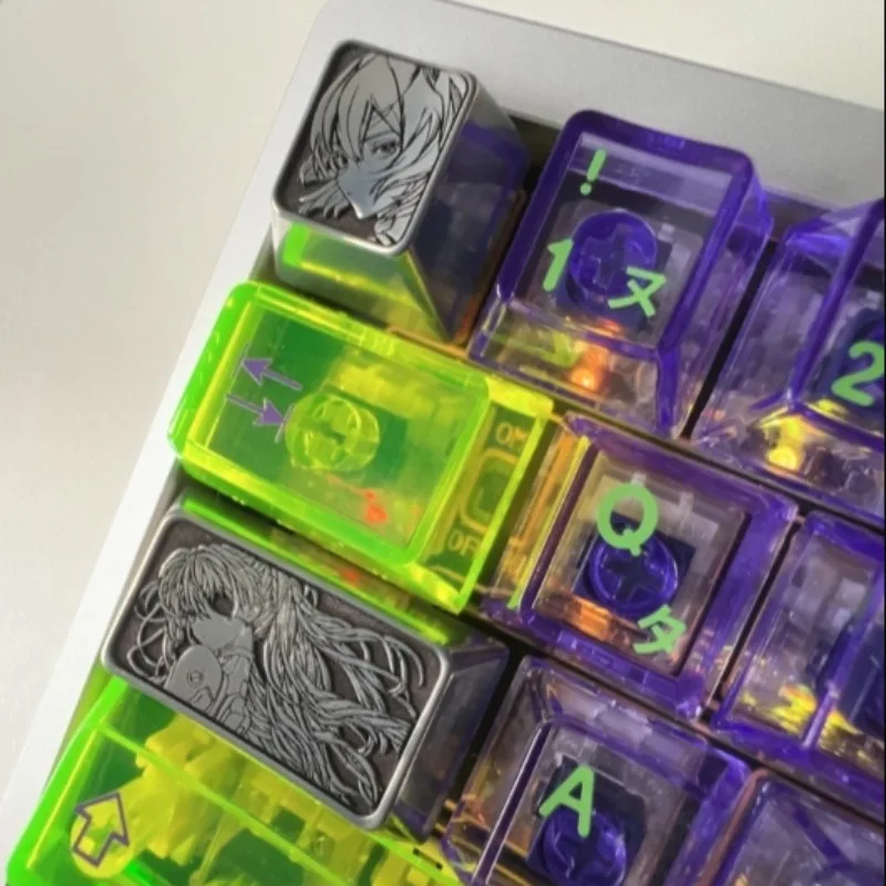 

Zinc Alloy Carved Keycaps Customized Ayanami Rei Cherry Profile Key Cap Cartoon Anime Cute Point KeyCap Artisan for Gamers DIY