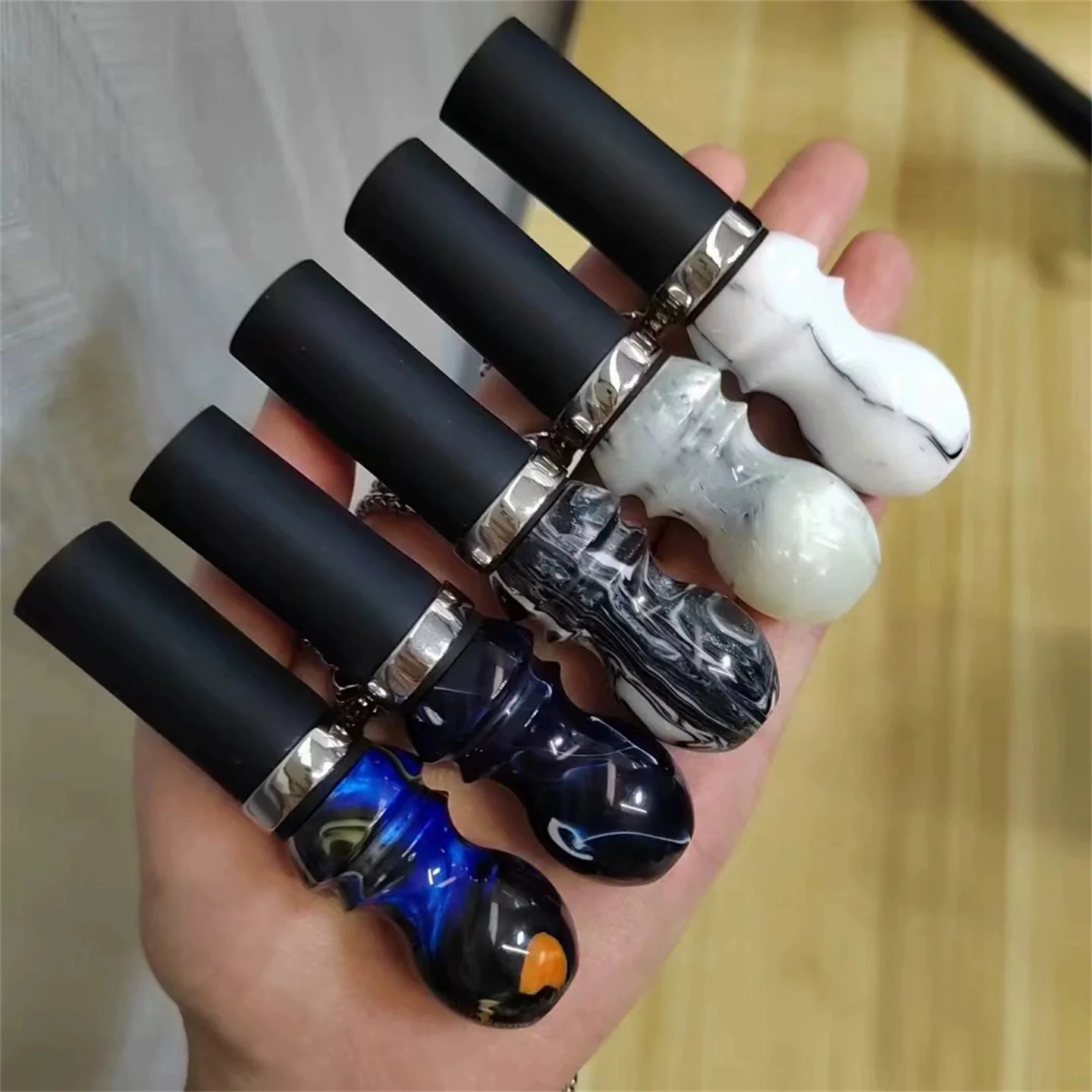 15 Pieces / Lot Wholesale Personal Resin Hookah Mouthpiece With Metal Chain (Neck-Worn) Shisha Pipe Accessories