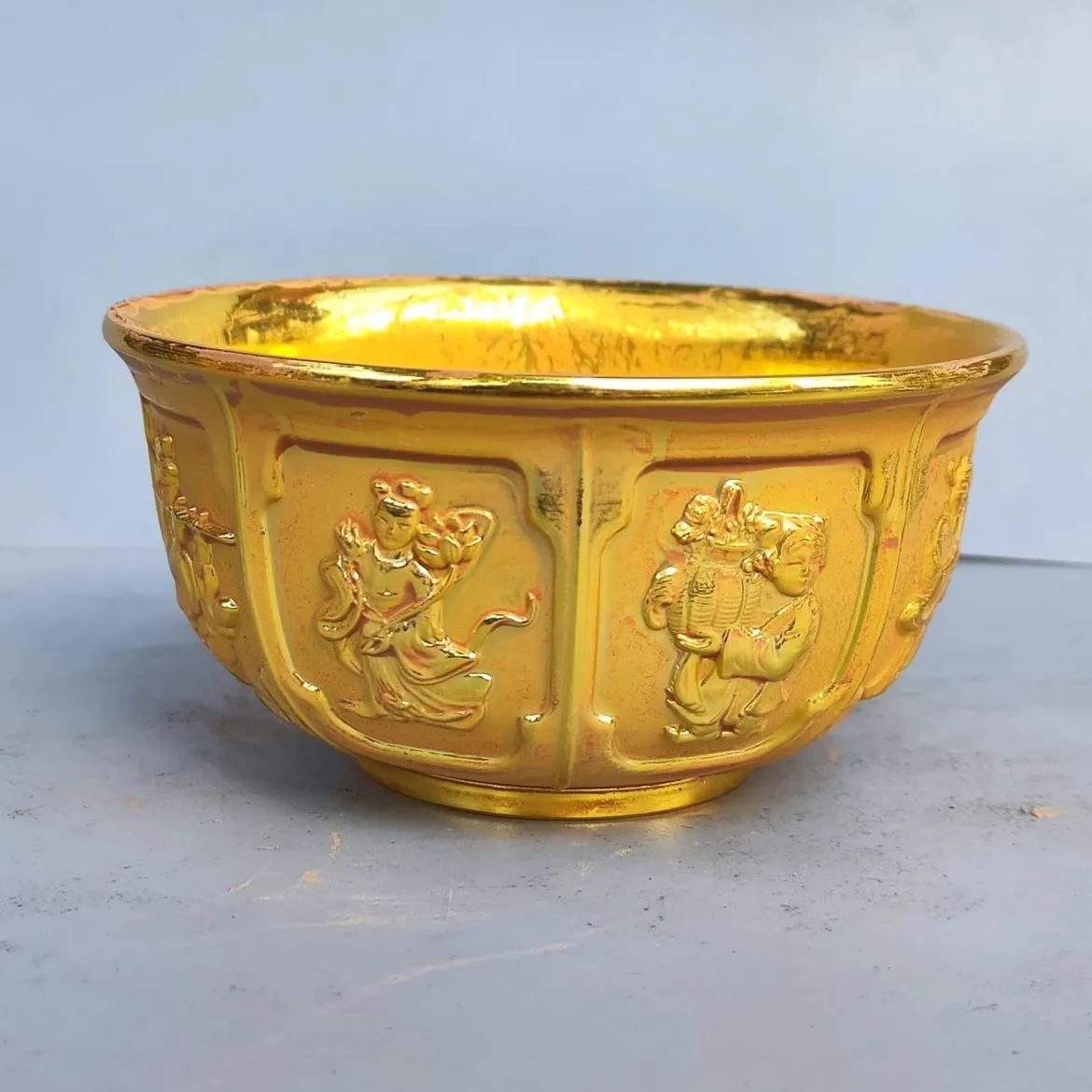 Eight Immortals Brass Plated Bowl Home Decoration Ornaments