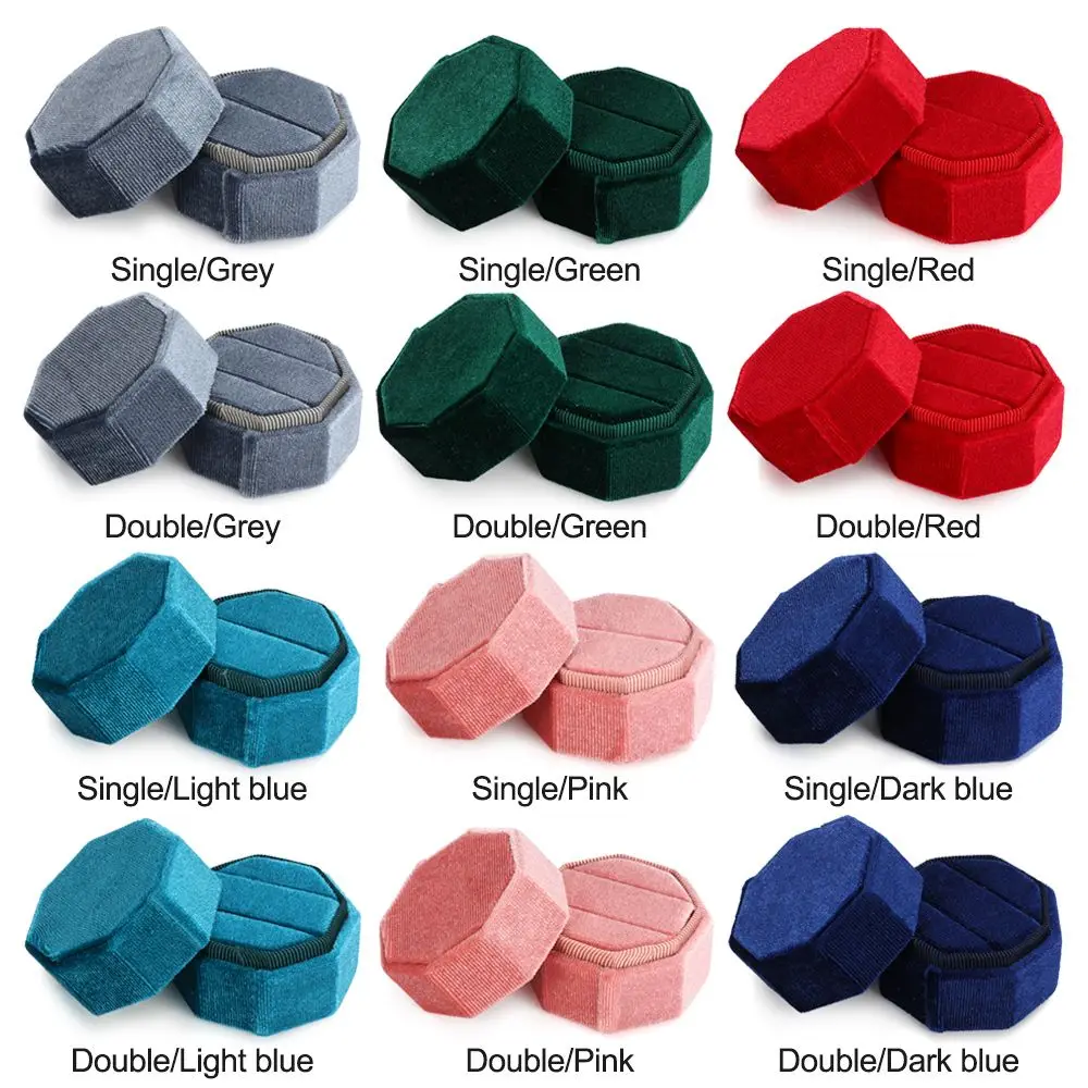 Matrimonio squisito di alta qualità con coperchio staccabile Scatola di gioielli in velluto Scatola di immagazzinaggio per anelli