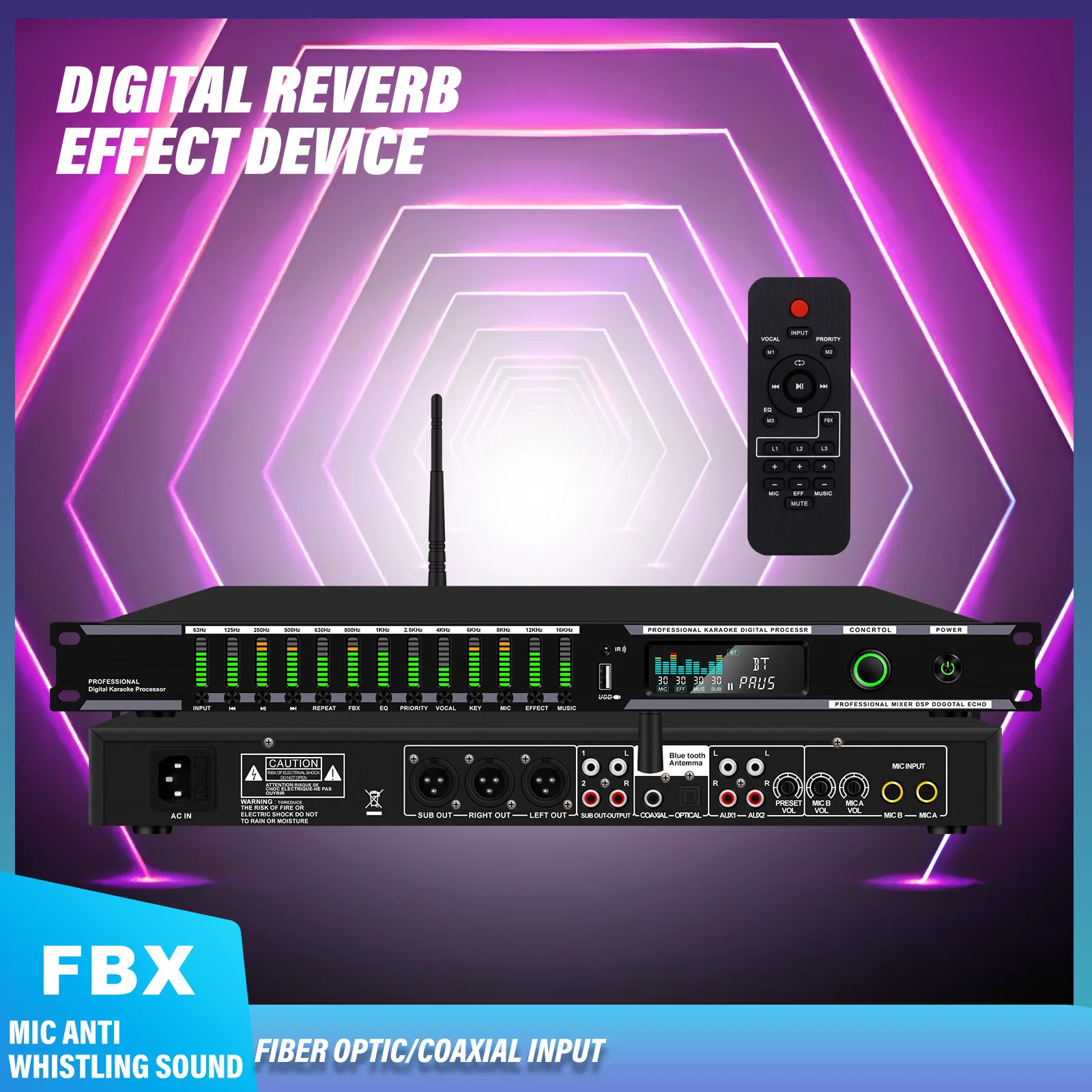 Microphone efetor de pré-étérgio doméstico professionnel KTV réverbération numérique USB Bluetooth processeur Kara