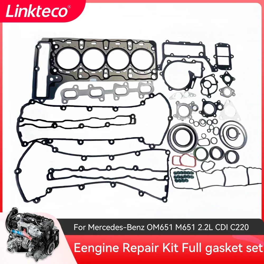 Car Engine Repair Kit for Mercedes-Benz A200 A220 C250 E300 GLA250 W204 W246 C204 W212 B906 1.8 2.2 L M651 Full Gasket Set