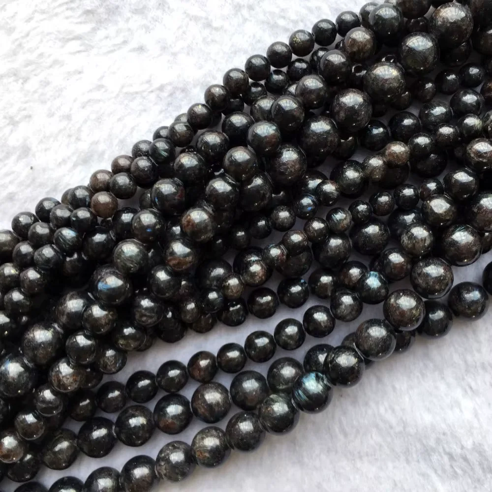 2 strands Natural Genuine Black Astrophyllite Round Loose Gemstone Stone Beads 6mm 8mm 10mm 12mm 15