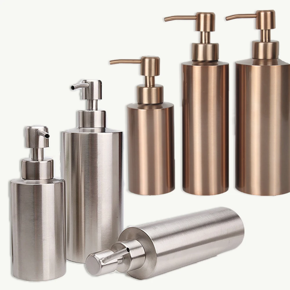 Liquid Soap Dispenser Bottle Gel Bottle 304 Stainless Steel Silver Rose Gold Lotion Pump Hand Soap Kitchen Bathroom Dispenser