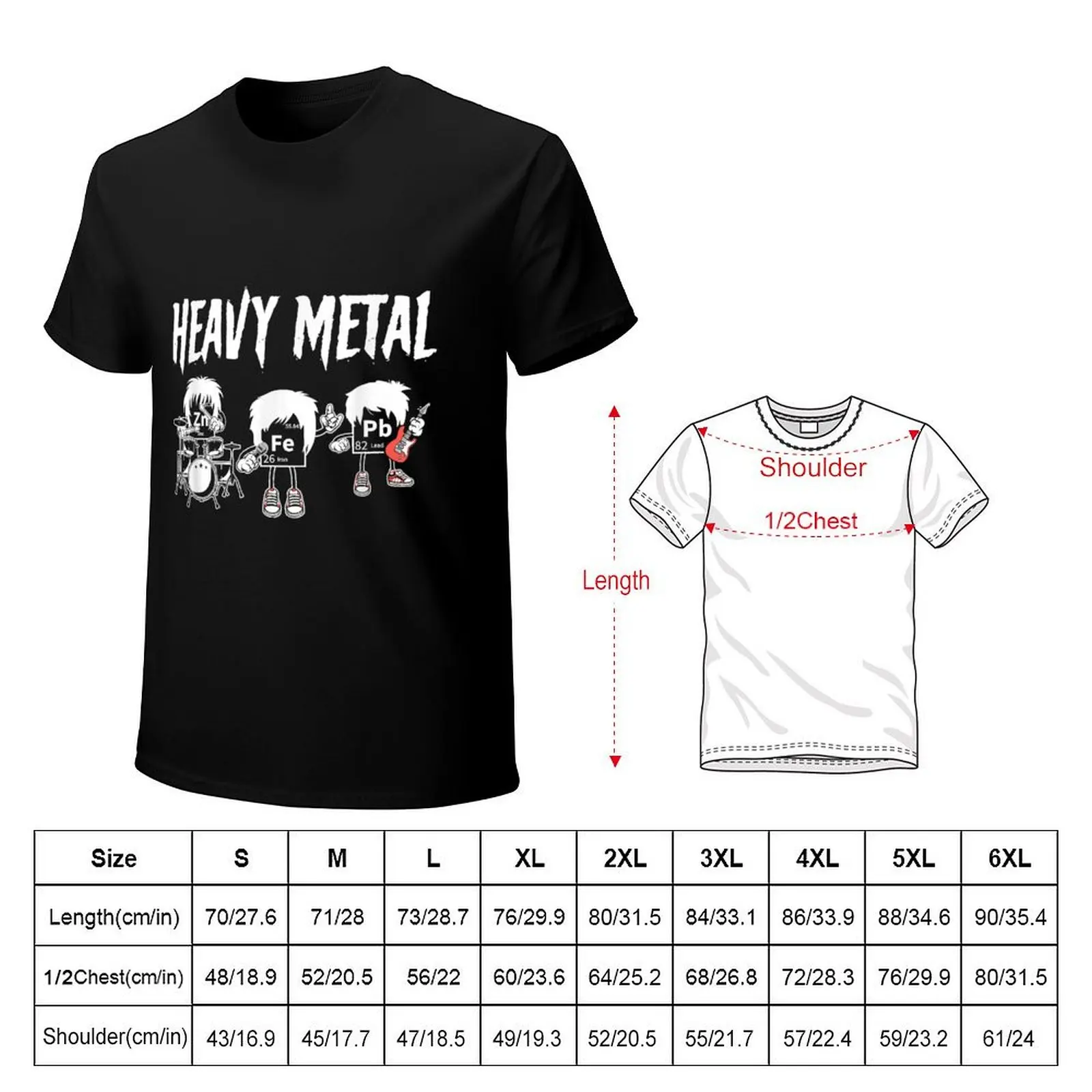 Heavy Metals Fe Pb Zn Iron Lead Zinc Chemistry And Science T-Shirt Festival Casual Short Sleeve