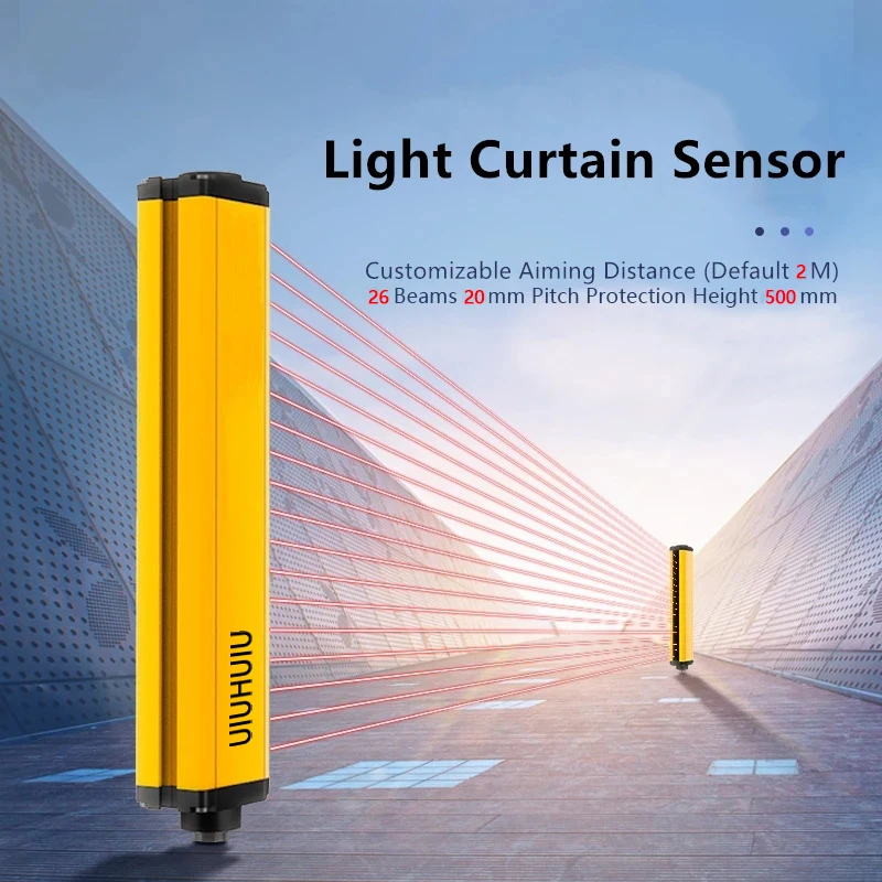 500mm Photoelectric Safety Infared Light Curtain Sensors 26 Optical Axis 20mm Pitchindustrial Laser Beam Light Barrier Sensor