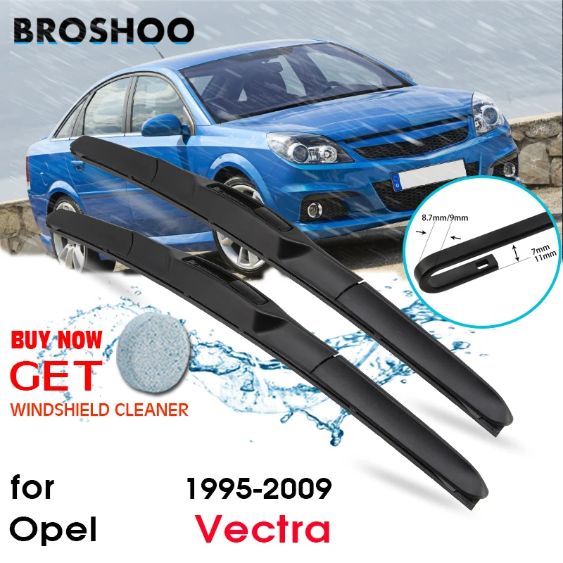 

BROSHOO Auto Wiper Blades Natural Rubber For Opel Vectra B/Vectra C,Model Year From 1995 To 2009 Fit Standard Hook Arm