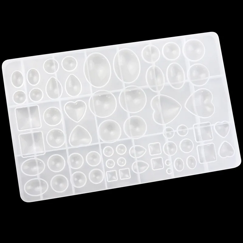 Wholesale Moonlight Gemstone Heart Square Oval Cake Decoration Mold Wax Bead Mould 1050
