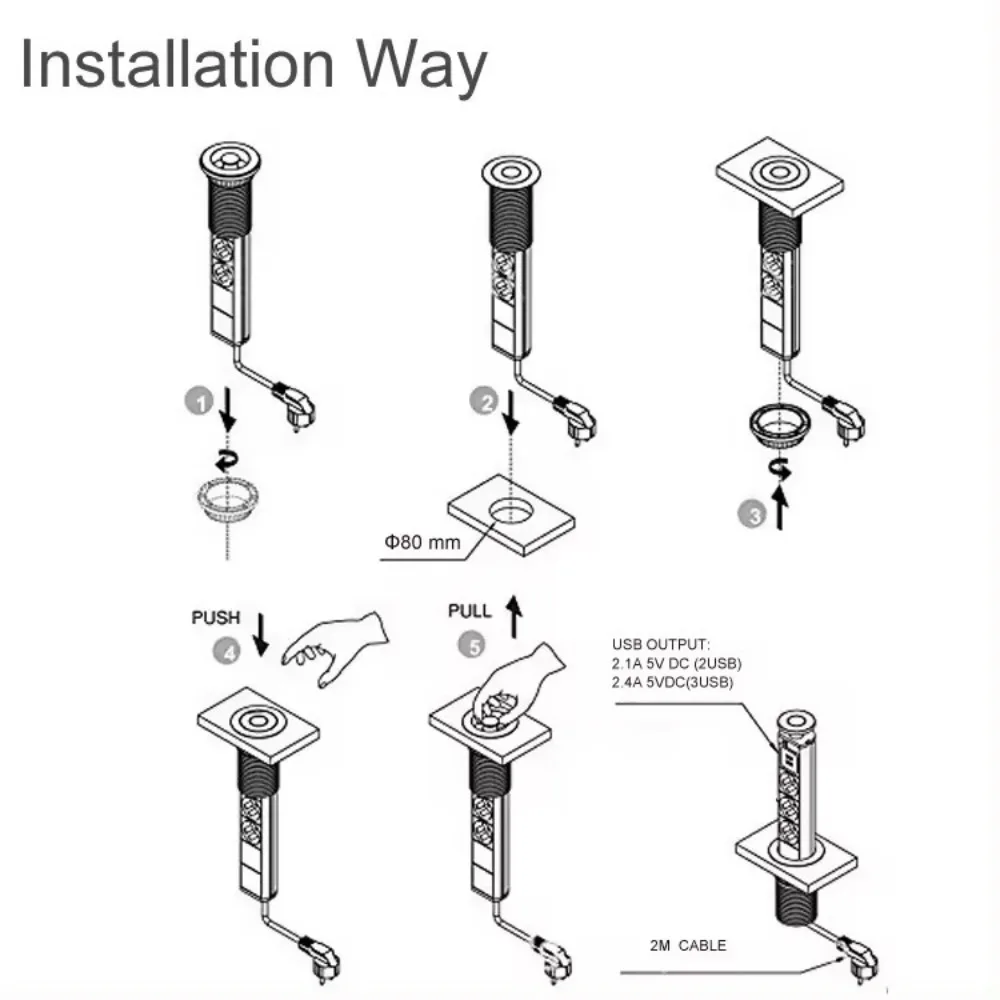 Melanery klips na stół mocujący zacisk brytyjskie gniazda rodzaj USB-c Electrical UK wtyki 3 gniazdka biurko konferencyjne domowego biura w kuchni