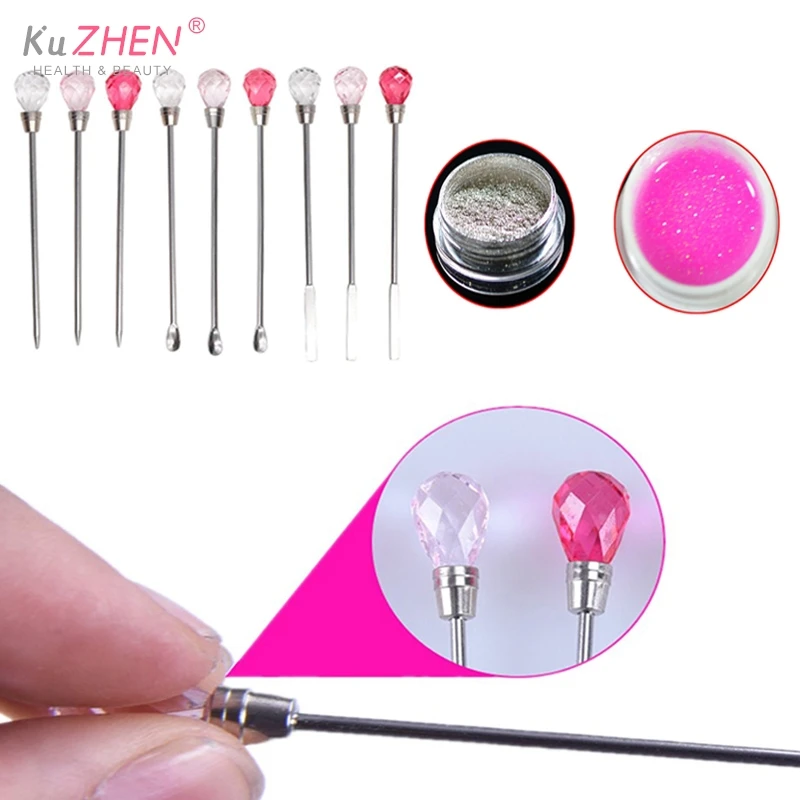 1*Nail Art Eye Shadow Cream Stirring Rod Stainless Metal Gel Stirring Tool Spatula Pin Nail Accesories And Pigments Mixing Tools