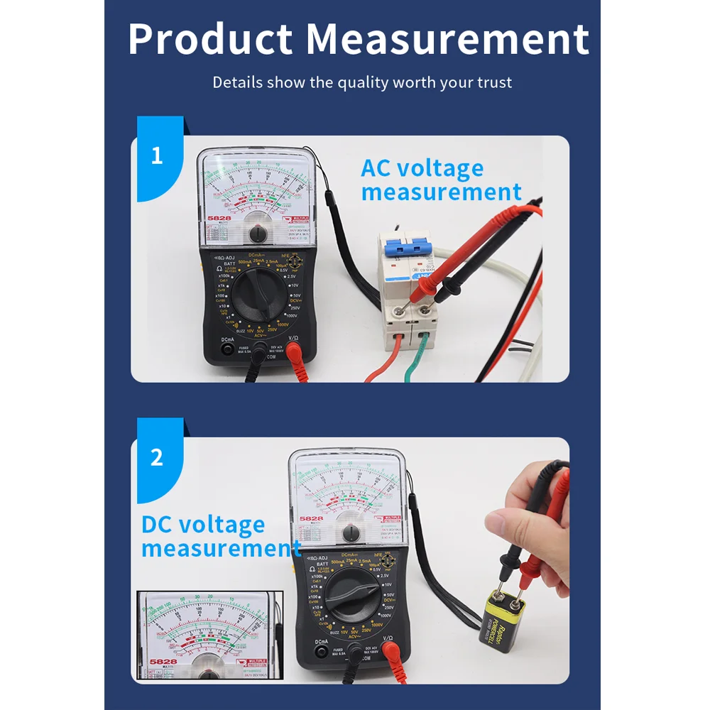 NJTY 5828  Analóg multimeter Mered kijelző 1000v teszter Váltóáram / Egyenáram feszültség curren Szabadkozás Időmértékes verselés MelltŰ típusú Univerzális Mérőóra