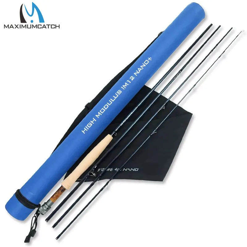MAXIMUMCATCH Nano 3-8WT Fast Action Fly Rod – 8.4ft/9ft 4-Piece IM12 Toray Carbon Fiber Fly Fishing Rod
