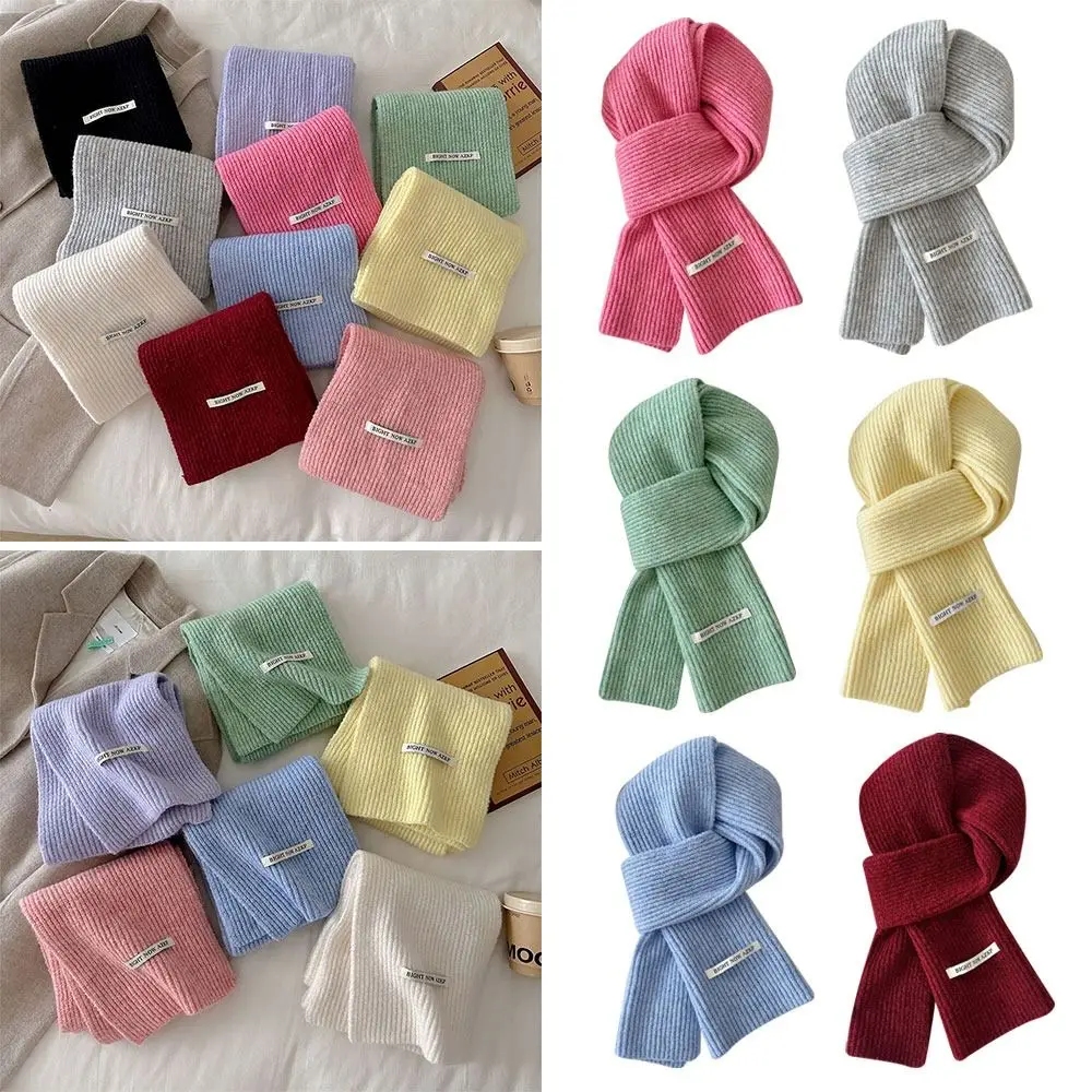 

Модный теплый зимний шарф, однотонный шерстяной вязаный шарф, утолщенный мягкий шарф на шею для женщин и мужчин