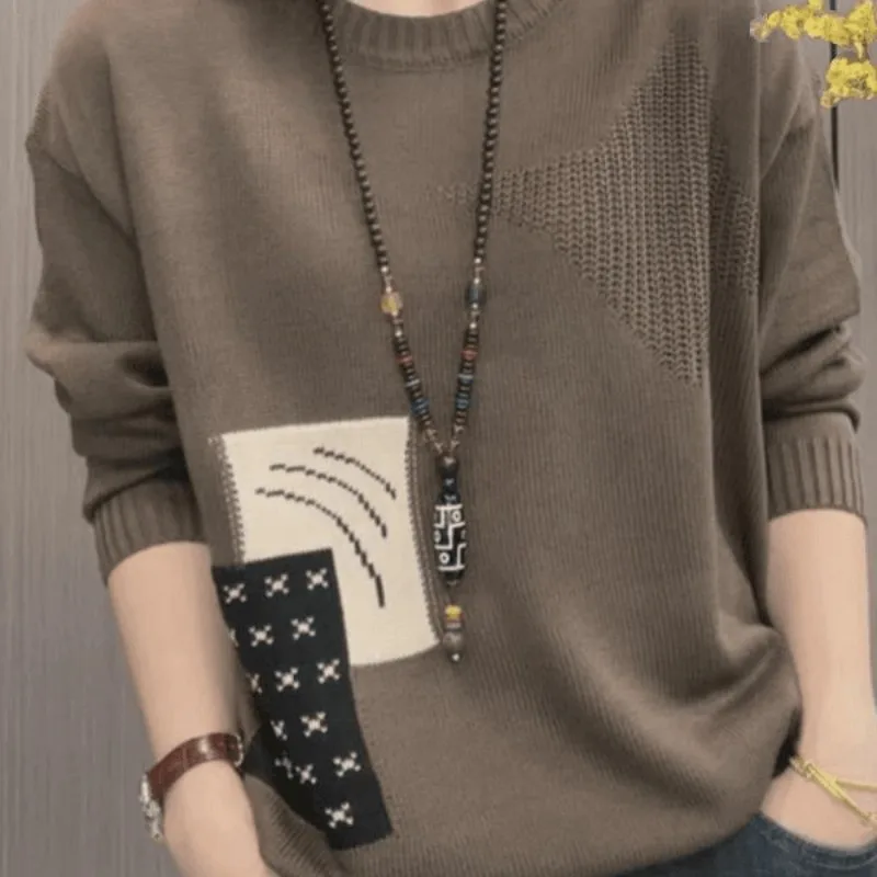 

Новинка 2025 года, вязаные топы, свободные стильные свитера с круглым вырезом, модные универсальные утягивающие рубашки