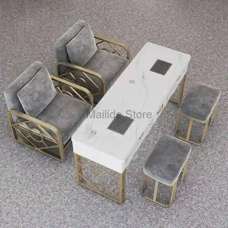 Iron Commercial Wrought Nail Nordic Tables For Furniture Nail Station Light Luxury Upscale Multifunction Marble Manicure Tables