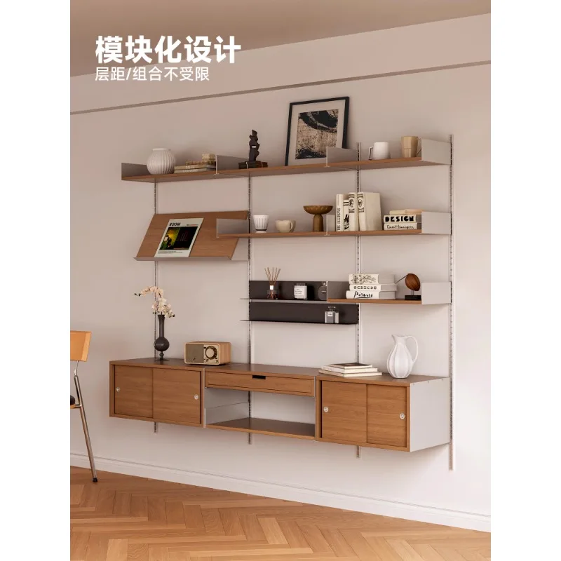 Vintage wall shelf Adjustable bookshelf Wall hanging display rack Living room baffle decorative display rack