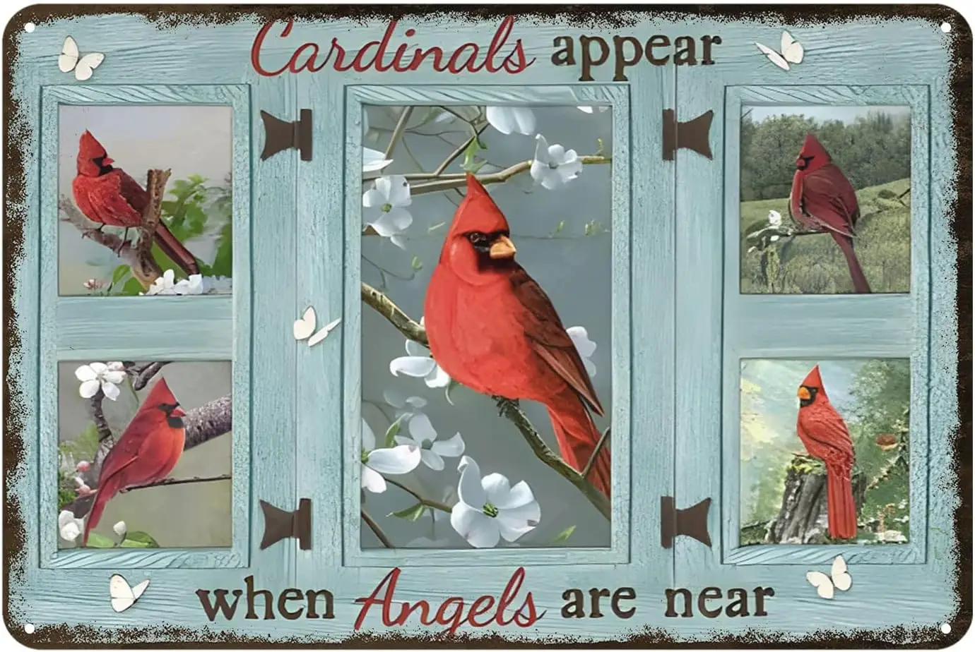 

Cardinals Appear When Angels are Near Vintage Metal Tin Sign Funny Home Family Novelty Retro Wall Decor