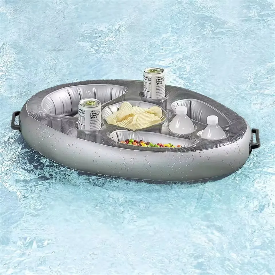 Summer Party Bucket Cup Holder Inflatable Pool Float Beer Drink Cooler Table Bar Tray Portable Beach Swimming Ring Accessories