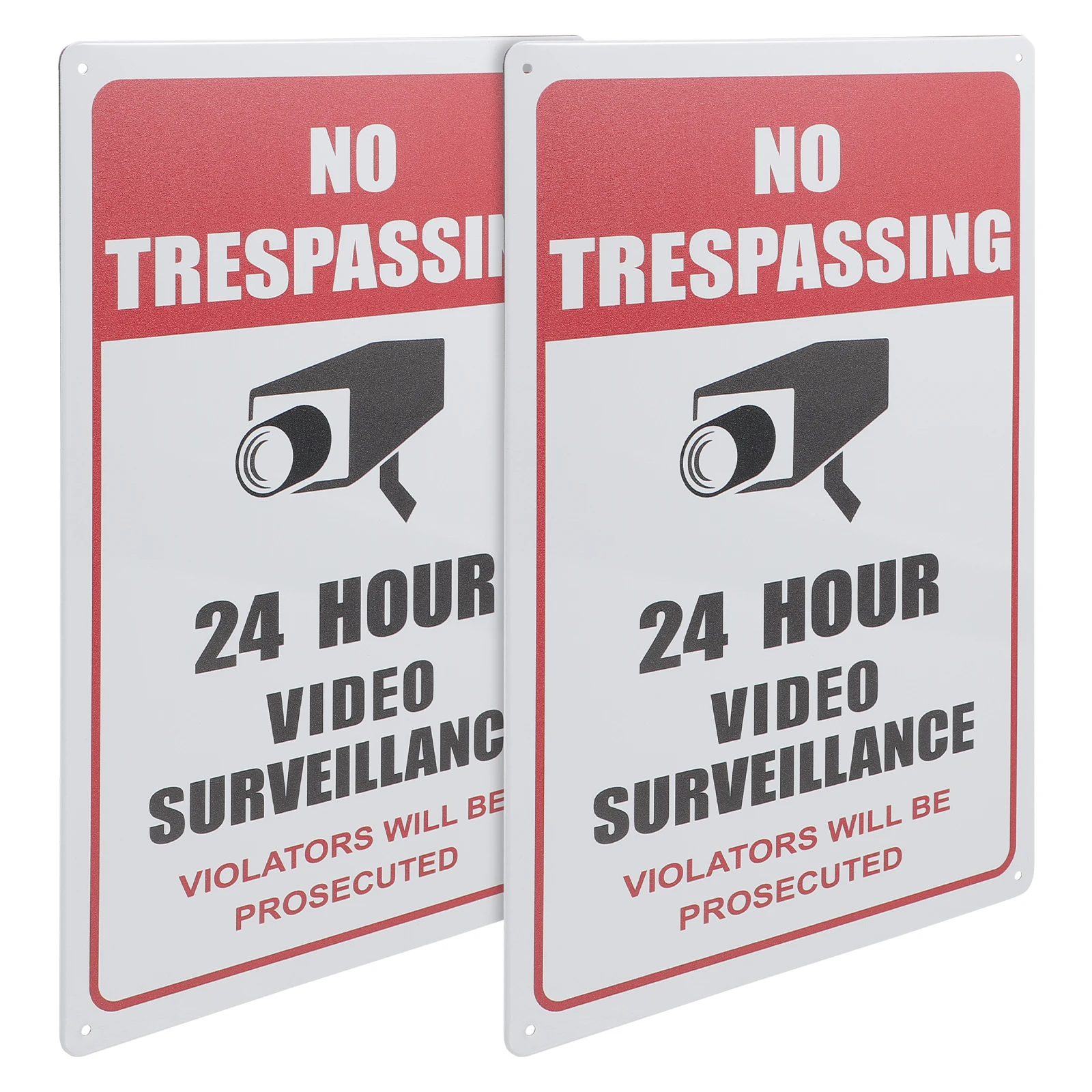 2pcs Security Camera Signboard Outdoor Metal Warning Sign Rustproof Wall Mounted Monitoring Area Indicator For Store