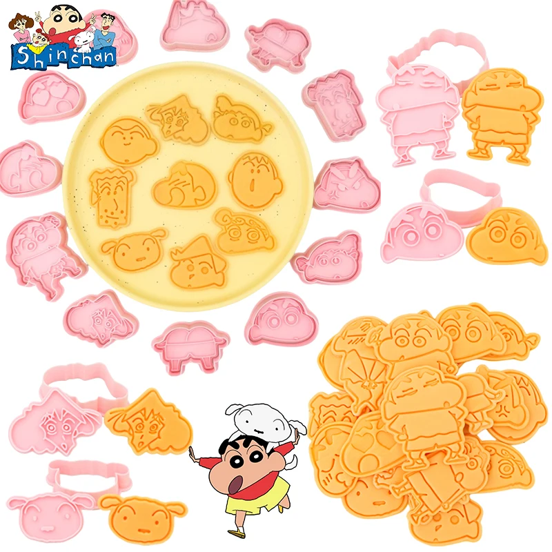 Crayon Shin-chan cortadores de galletas galletas lindo 3D Anime prensa moldes para galletas herramienta de cocina para hornear pastel Chocolate accesorios para hornear