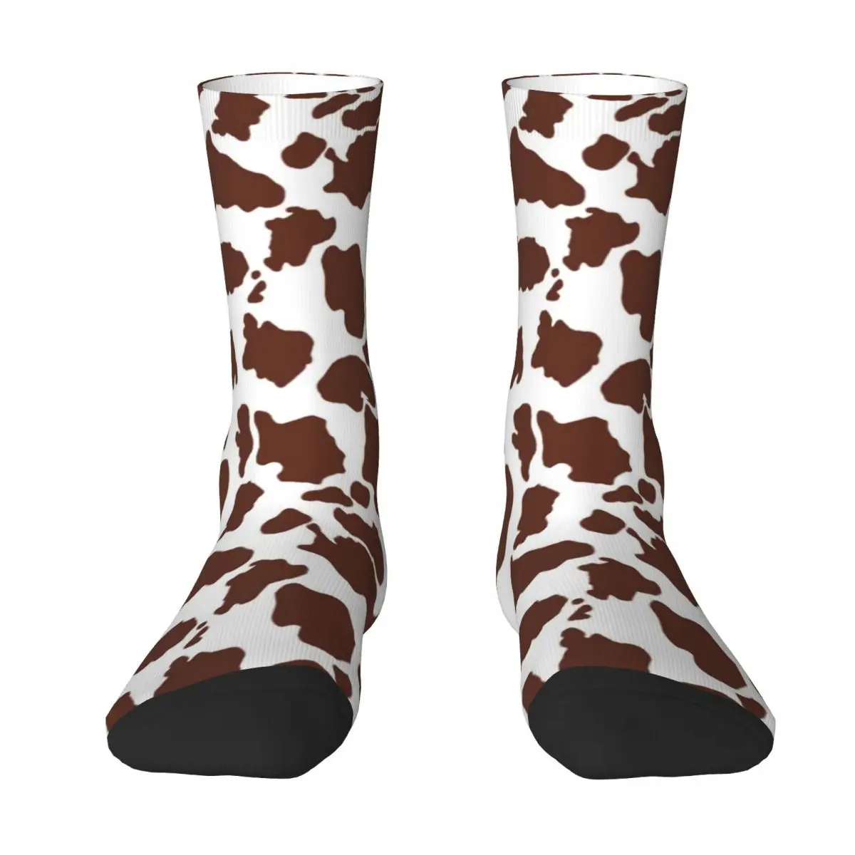 Brown White Cow Print Socks Animal Funny Stockings Spring Non Slip Women Socks Soft Breathable Pattern Running Sports Socks