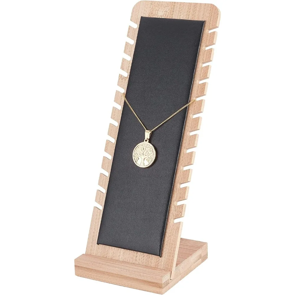 Necklace Display Boards Jewelry Display Stand 12 Slot Necklace Holder Tabletop Display Boards Showcase Holder Long Chain