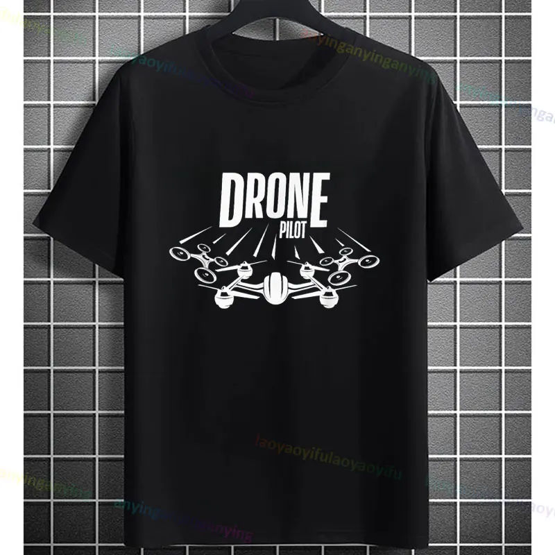 Men & Women's Funny Aerial Drone Pilot Graphic T-Shirt Pure Cotton Short Sleeve Round Neck Fashion Casual Outdoor Tshirt