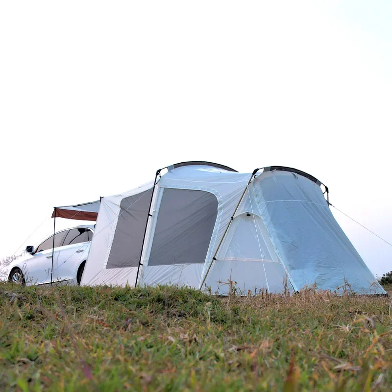 

Outdoor Camping Car Tail Tent Two Bedroom One Hall Tunnel Tent No need to Build Multifunctional Car Tail Tent