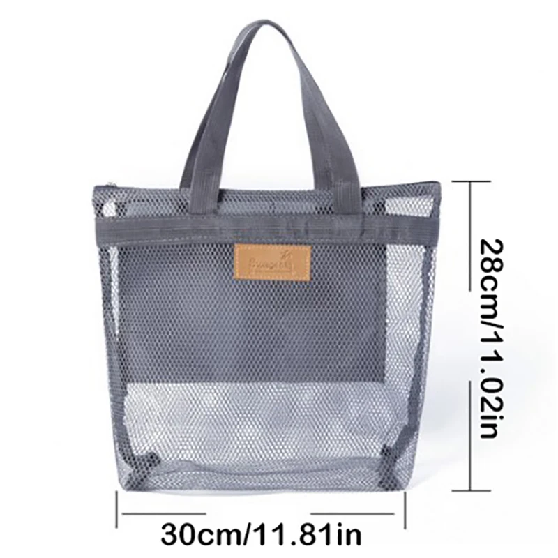 Saco de malha grande capacidade reutilizável crianças brinquedos sacos de armazenamento saco de praia feminino organizador de maquiagem bolsa de compras saco de lavagem de natação