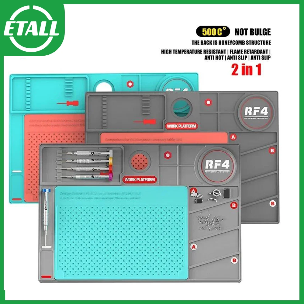 RF4 RF-PO2 Insulated Silicone soldering Mat Welding 260x380MM, BGA Desktop Station Phone Repair  Pad Maintenance Platform