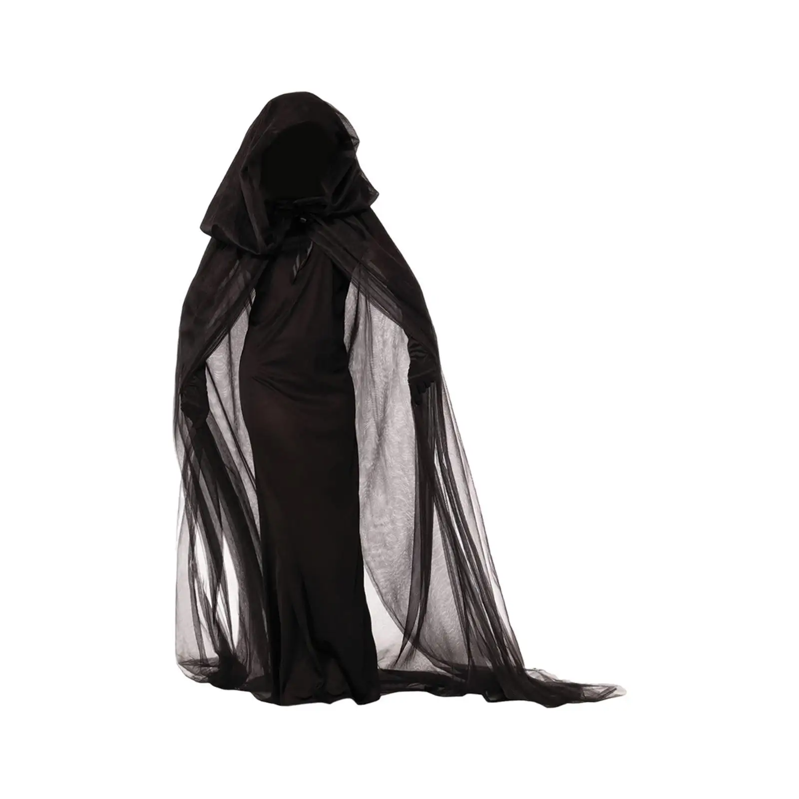 Tule Cape met capuchon Vampierbruid Lange netjas voor maskeradefeest Halloween