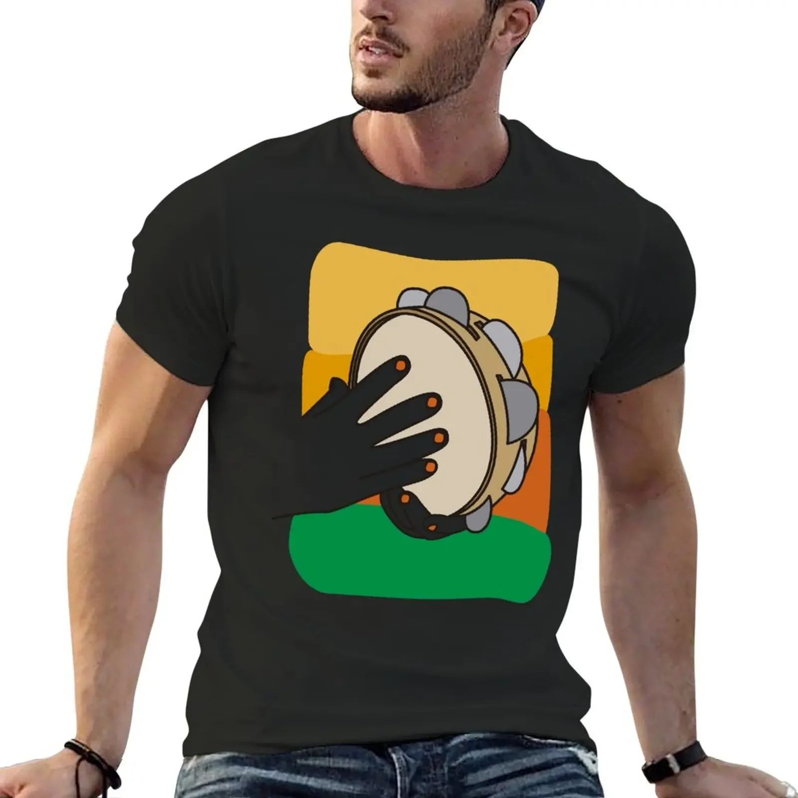 Tambourine T-Shirt customs design your own baggy shirts hippie clothes plus sizes men clothings