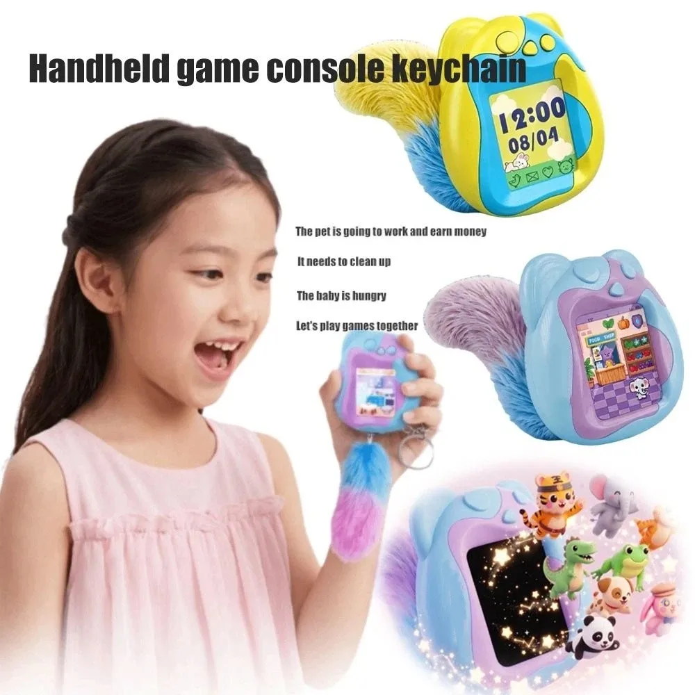 Game Color Screen Virtual Pet Keychain Mini Portable Pet Game Console LCD Screen Electronic Mini Electronic Pet Birthday Gift