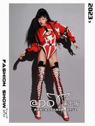 Nightclub Red Baseball Sporty Set Jacket GOGO Dance Team Street Dance Performance Dress