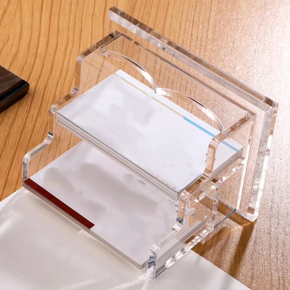 Transparent Acrylic Business Card Holder Acrylic Elegant Desktop Display Holder High-capacity Thickened Name Card Display Stand