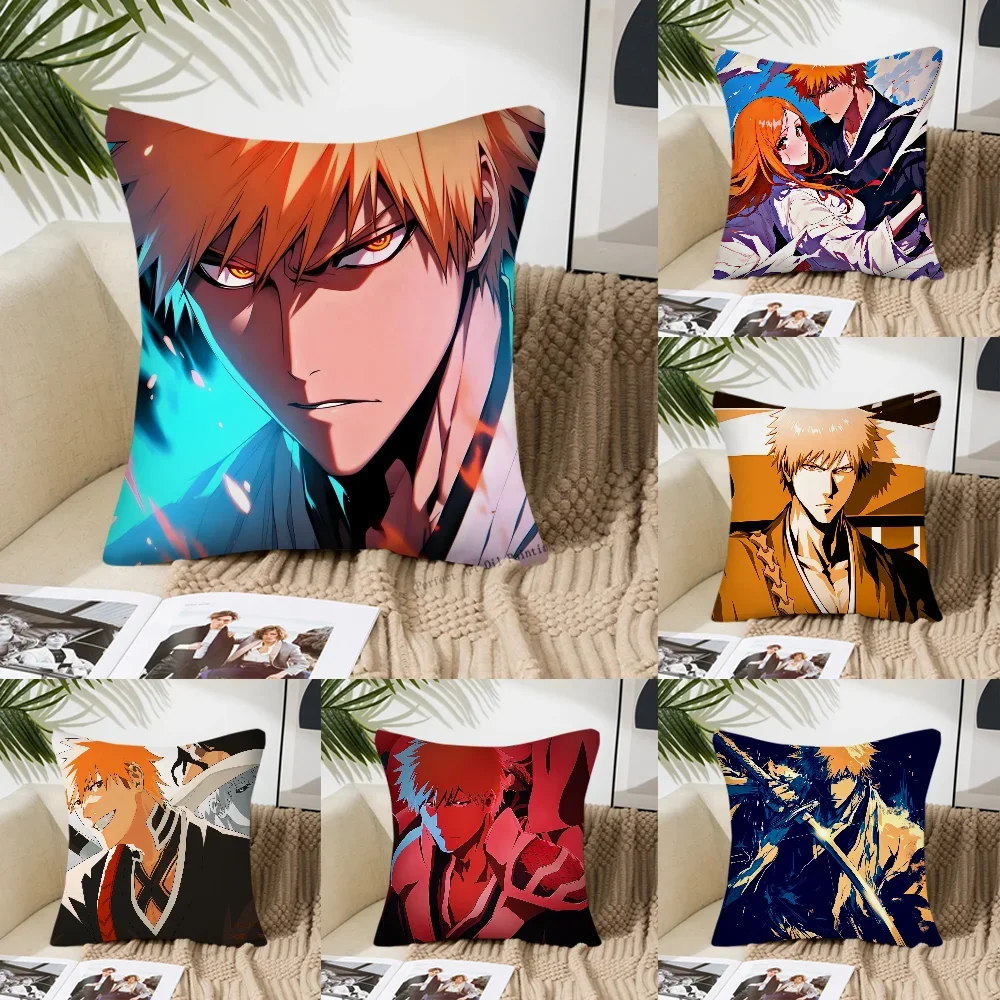 

1PC Kurosaki Ichigo Anime Bleach Pillow Case Square Pillow Bedroom Sofa Leisure Comfort CushionLiving Room Home Decoration 40X40
